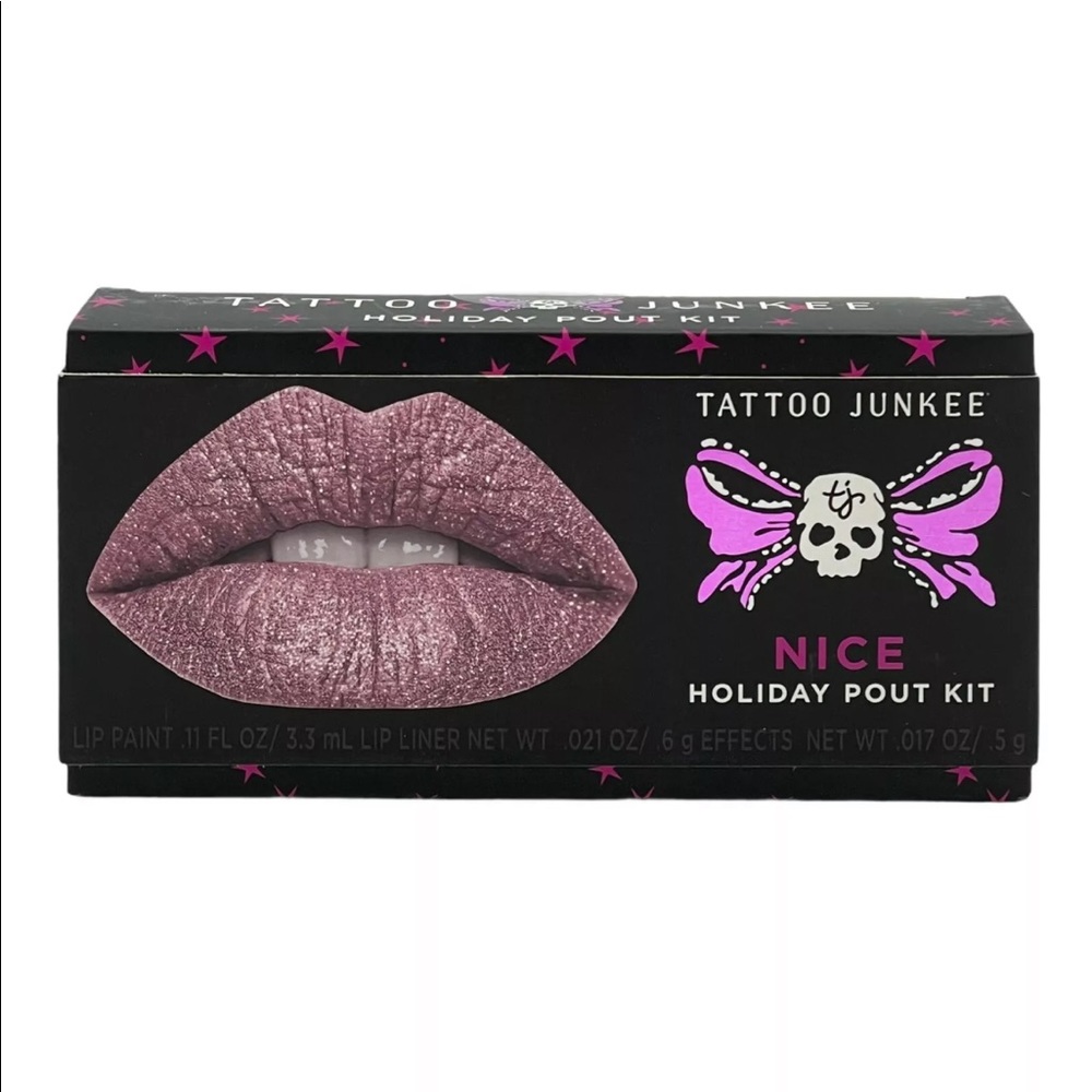 Tattoo Junkee Pout Kit Lip Paint Liner Metallic Naughty & Nice Liquid Lipstick - Picture 2 of 5